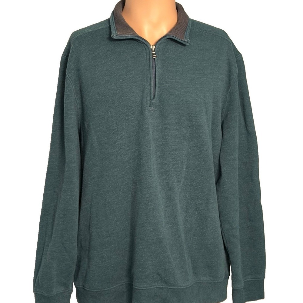 ARROW (Lot Of 2)  Mens Large Quarter Zip Pullovers Green & Bluish Gray, see Pics
